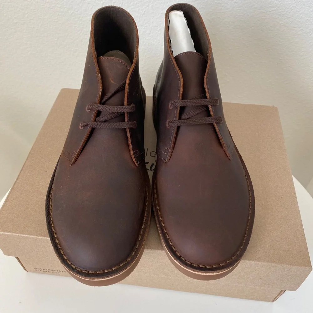 New in the Box Clarks Men's Bushacre 2 Dark Brown Leather Boots Size US 9